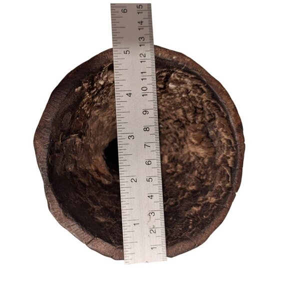 Hand-Carved Wooden Candle Holder with Metal Accent Rustic - Picture 12 of 16